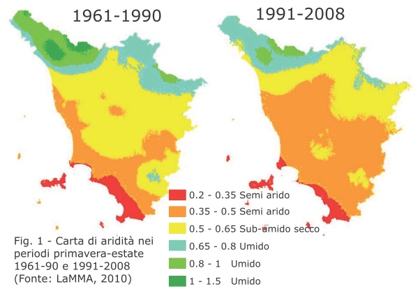 Toscana: Espansione delle aree aride negli ultimi 50 anni