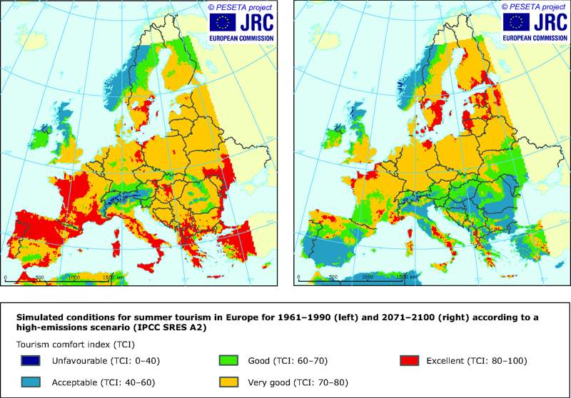 Cambiementi nell'optimum climatico e il turismo nei prossimi 70 anni (Ipotesi)